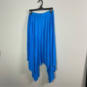 MaiTai Small Blue Asymmetrical Raw Edge Flare Hem Hanky Skirt w/hipslip